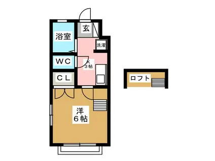 ワセダエノキハウスII(1K/1階)の間取り写真