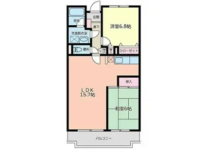 コンフォール北寺尾(2LDK/2階)の間取り写真