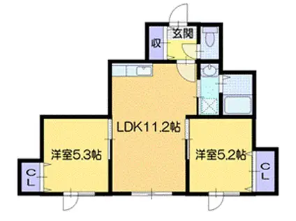 ルピナス(2LDK/1階)の間取り写真