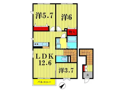 リバーコート八広A棟(3LDK/1階)の間取り写真