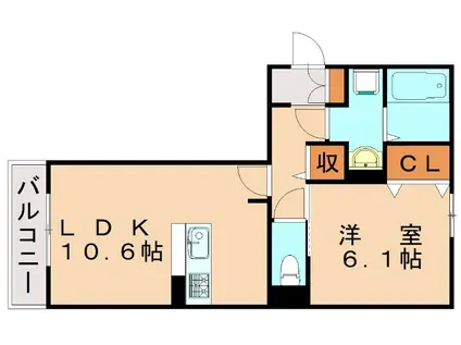 イオメール折尾(1LDK/3階)の間取り写真