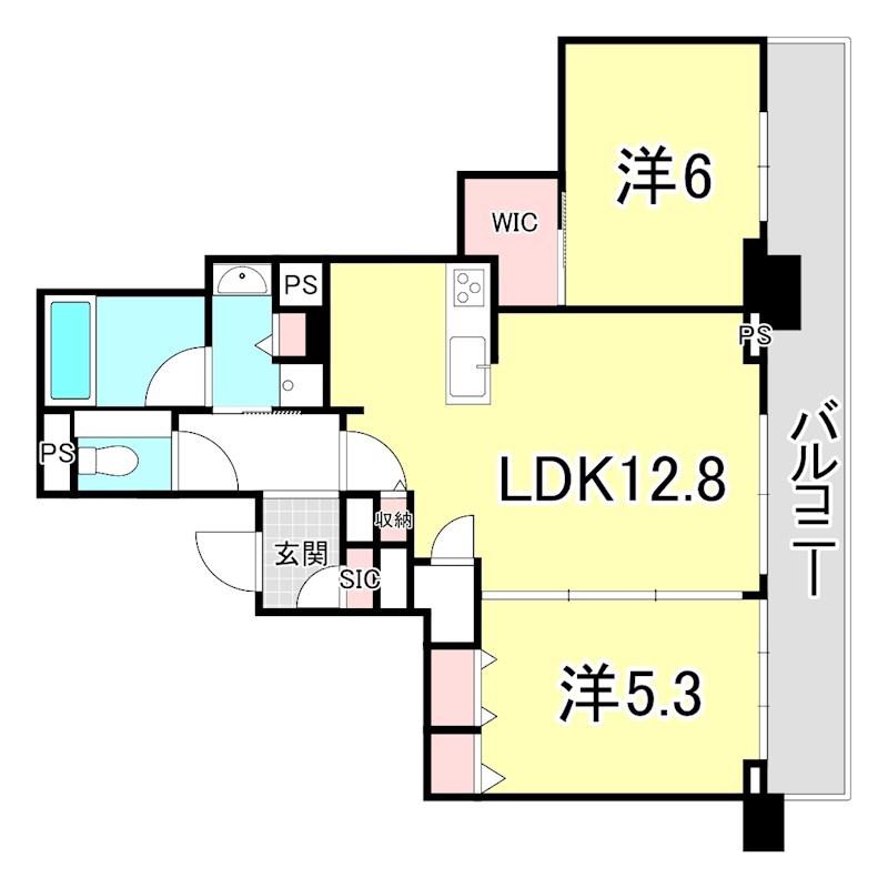 ベイシティタワーズ神戸ウエスト(2LDK/7階)の間取り写真