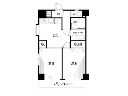 パレスフロラシオン(2DK/2階)の間取り写真