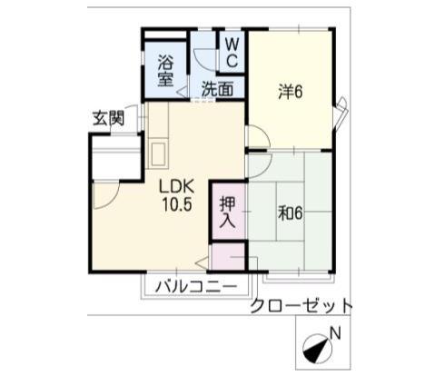 ハイホーム新宮(2LDK/1階)の間取り写真
