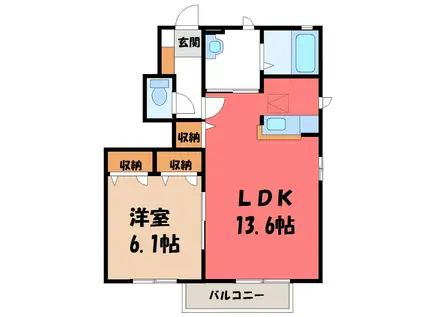 クレールメゾンD(1LDK/1階)の間取り写真