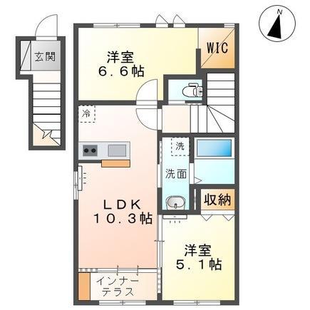 グッド フレンド ヴィレッジ(2LDK/2階)の間取り写真