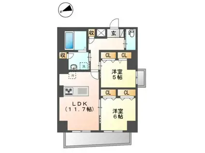 シェ・コトブキ(2LDK/7階)の間取り写真