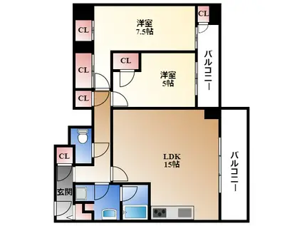 ラア・ケア覚王山(2LDK/11階)の間取り写真
