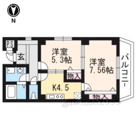 アマデウス西洞院(2K/9階)の間取り写真