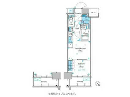 パークアクシス豊洲キャナル(1DK/4階)の間取り写真