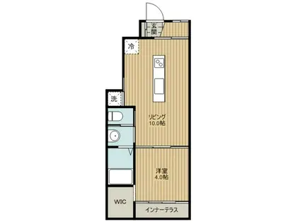 ウォーターミル十番館(1LDK/1階)の間取り写真