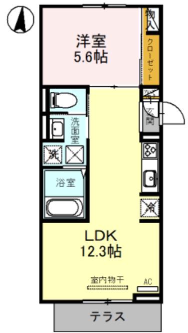 COLORATO狭山(1LDK/1階)の間取り写真