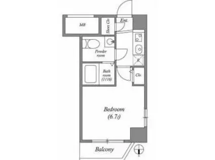 SERENITE本町REFLET(1K/3階)の間取り写真