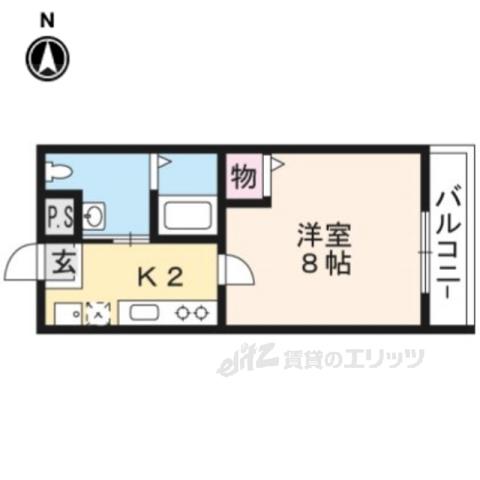 フラッティ丸太町御前(1K/2階)の間取り写真