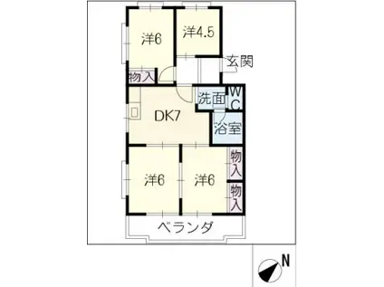 レスポワール石川A(4DK/2階)の間取り写真