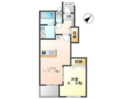 GREEN CALMV(1LDK/1階)の間取り写真