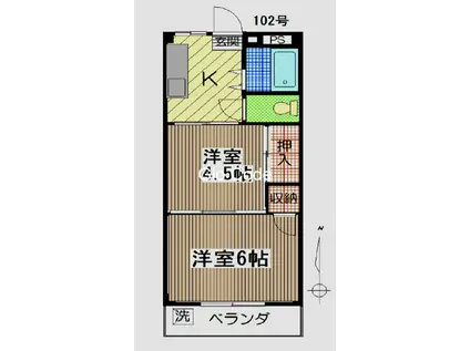 針谷ハイツ(2K/1階)の間取り写真