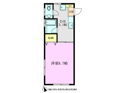 Uハウス(1DK/1階)の間取り写真