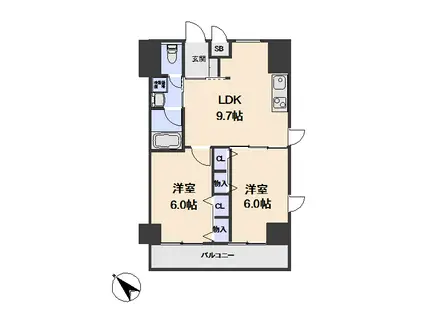 ルミエール藤棚(2LDK/7階)の間取り写真