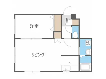 ライフコート月寒(1LDK/1階)の間取り写真