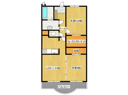 エテルノ・ティエラI(2LDK/3階)の間取り写真