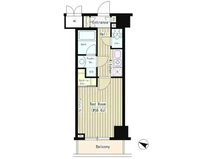 N35 イースト(1K/8階)の間取り写真