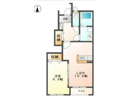 FAMILLE GARDEN(1LDK/1階)の間取り写真