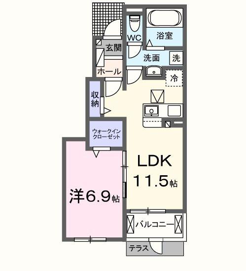 クレールA(1LDK/1階)の間取り写真