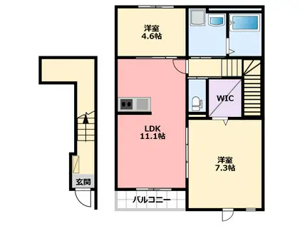 西宮市甲子園町アパート(2LDK/2階)の間取り写真