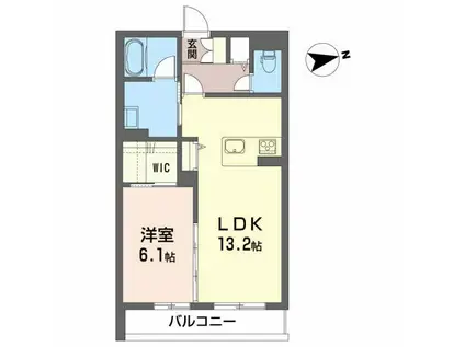 シティプラザ在府町(1LDK/1階)の間取り写真