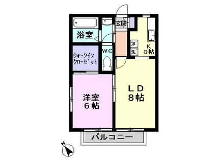 グランシードA棟(1LDK/2階)の間取り写真