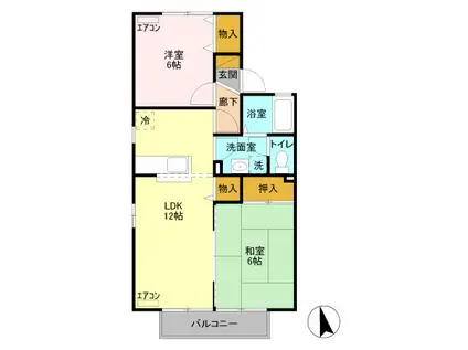 ル・パサージュ(2LDK/2階)の間取り写真