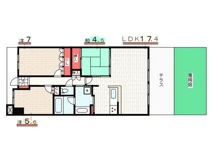 ジオ学園都市(3LDK/1階)の間取り写真