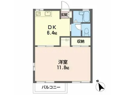 パストラルK(1DK/2階)の間取り写真