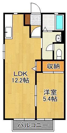 ベルセゾン(1LDK/2階)の間取り写真