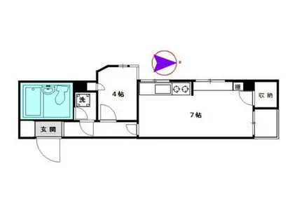 ニューハイツ麻布仙台坂(1DK/8階)の間取り写真