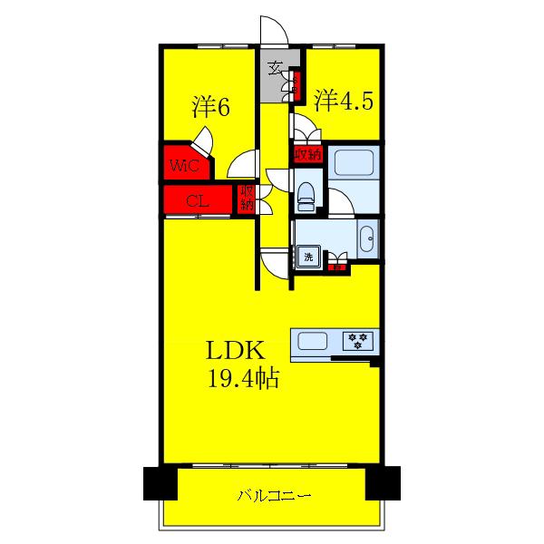 ザ・ガーデンズ東京王子 A棟(2LDK/9階)の間取り写真
