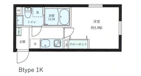 レピュア目黒本町レジデンス(1K/2階)の間取り写真