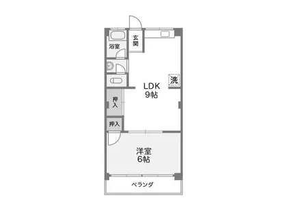 六甲台マンション(1DK/2階)の間取り写真