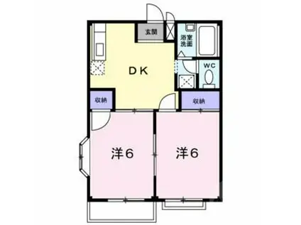 フローリッシュ奥野I(2DK/2階)の間取り写真