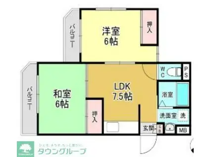 パークハイム林間(2DK/1階)の間取り写真