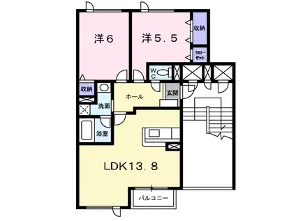 プラージュ・ヴィラ(2LDK/2階)の間取り写真