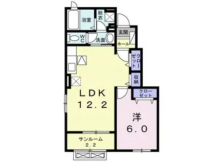 フィデールII(1LDK/1階)の間取り写真