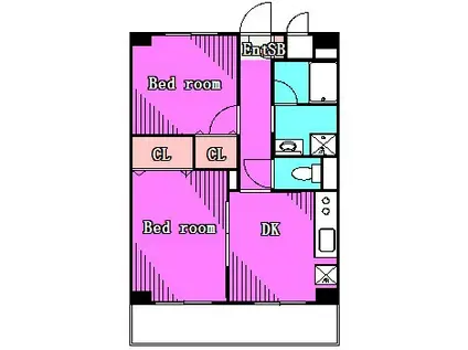 ピアクレスト(2DK/3階)の間取り写真