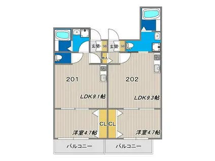 NET-K片山町(1LDK/2階)の間取り写真