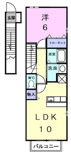 パインビレッジ106(1LDK/2階)の間取り写真
