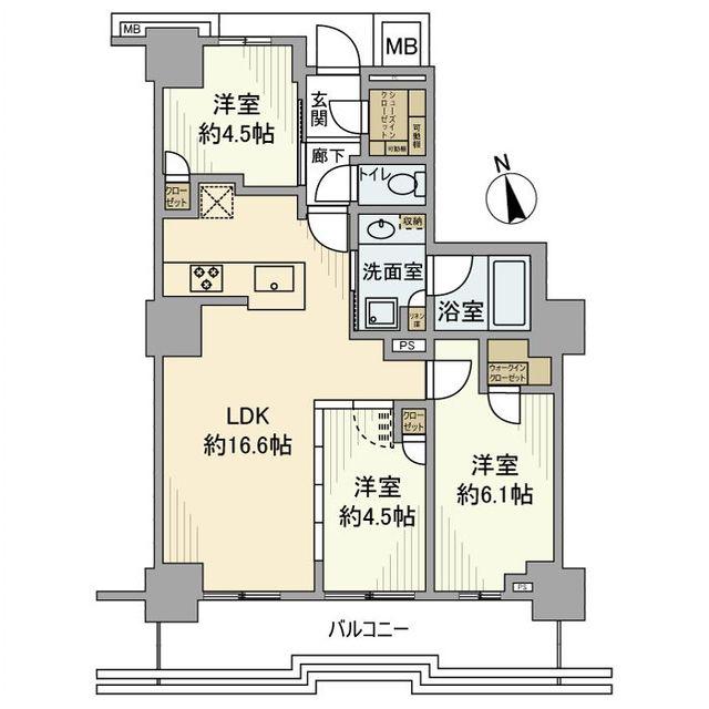 BRILLIATOWER聖蹟桜ヶ丘BLOOMINGRESIDENCE(2LDK/20階)の間取り写真
