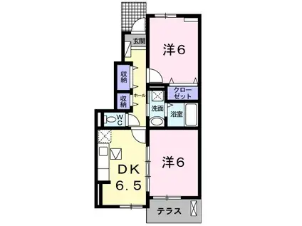 東武伊勢崎線 一ノ割駅 徒歩37分 2階建 築15年(2DK/1階)の間取り写真