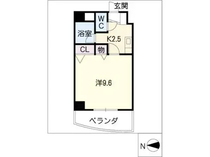 パセオ・ミヤ(1K/6階)の間取り写真