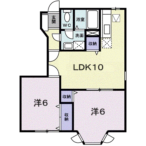 ライジングヒルズ(2LDK/1階)の間取り写真